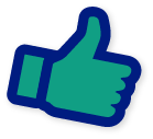 blue and green thumbs up icon